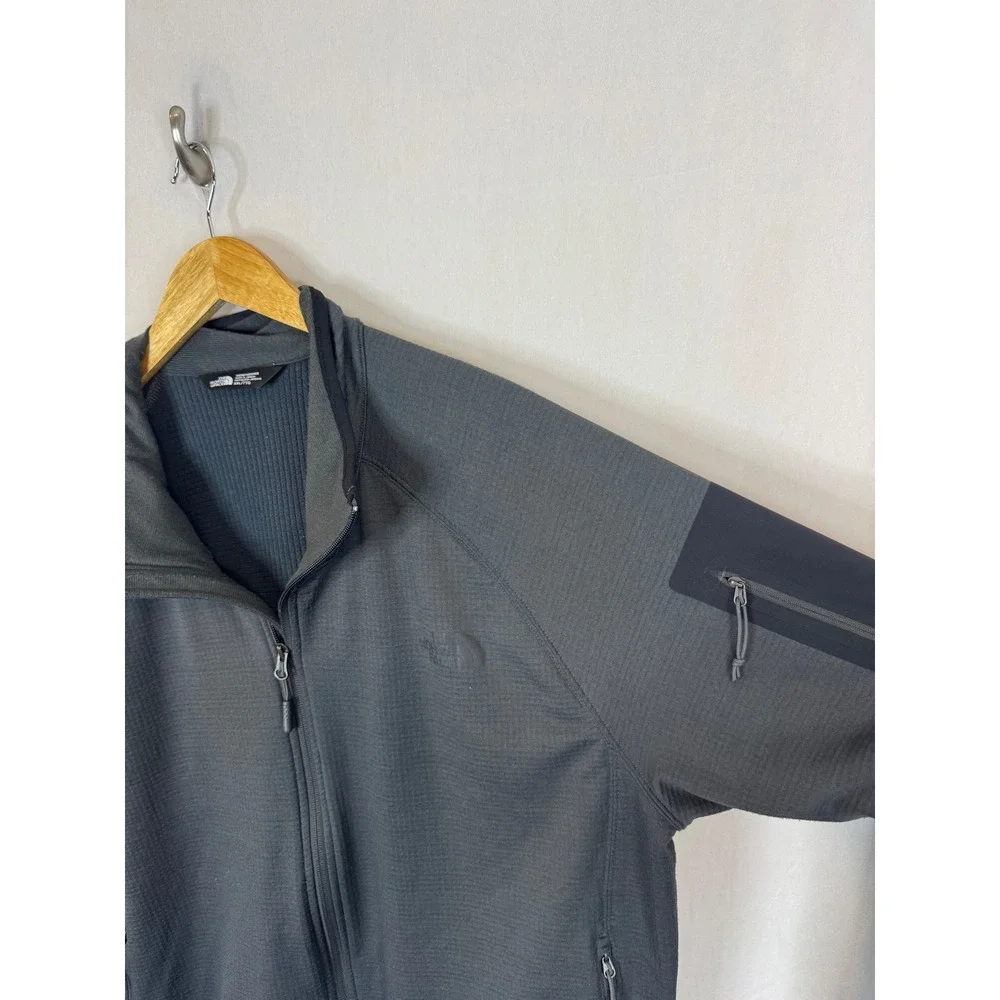 The North Face Mens Borod Full Zip Grid Fleece Jacket Asphalt Grey XXL NF0A2VE1